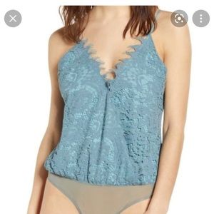 WAYF Blue Lace Bodysuit size Large
